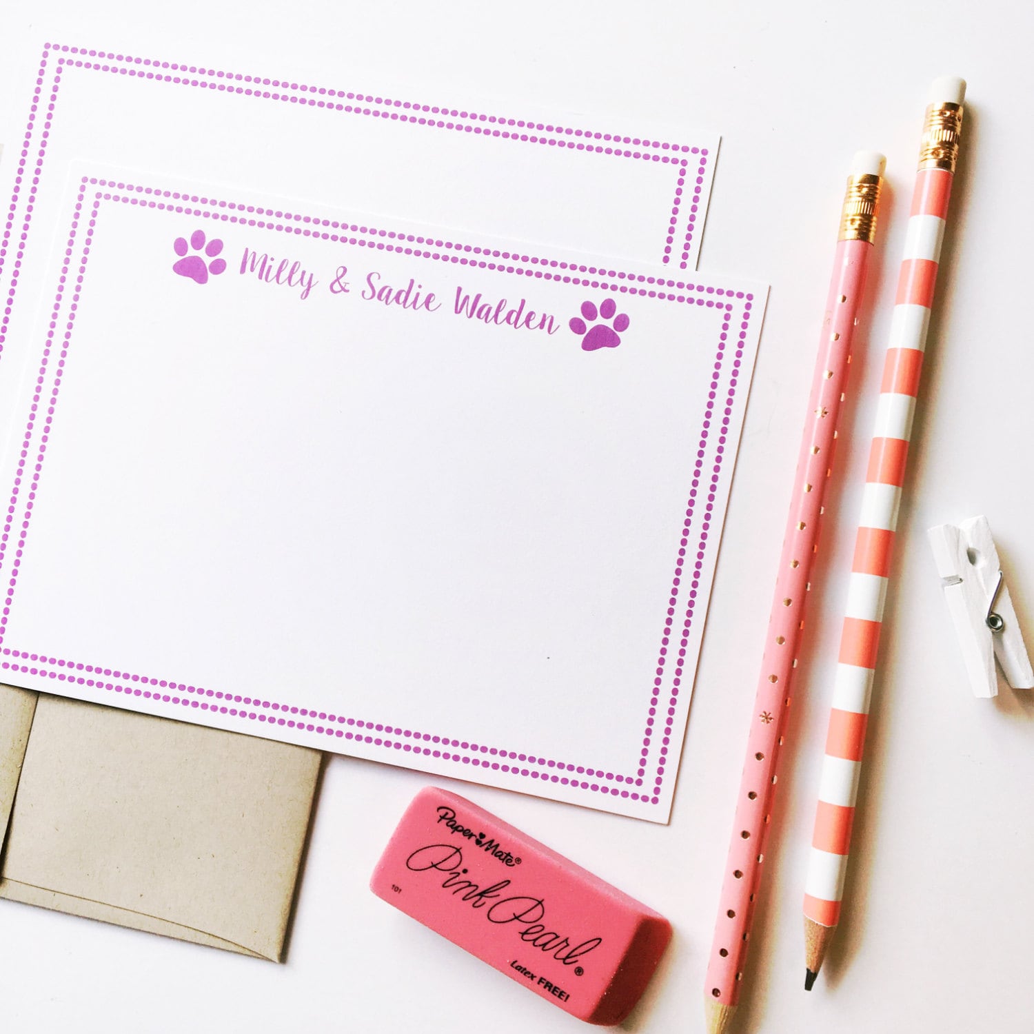 Dog notecards, Pet stationery, dog stationery, paw print note cards
