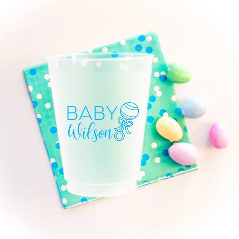 Personalized baby shower cups, Welcome home baby gift, Personalized baby shower favor, shatterproof cups, Frosted party cups, custom cups image 1