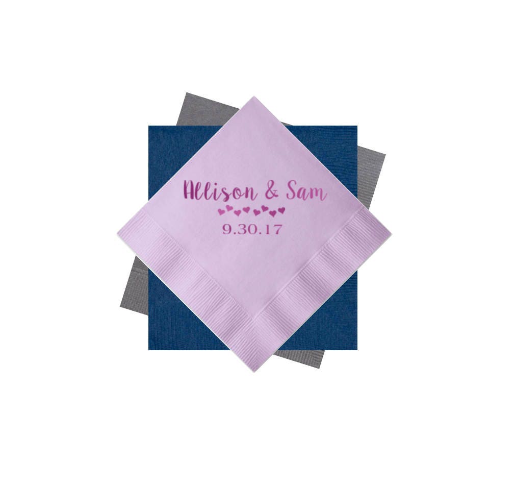 Wedding Napkins Reception Napkins Personalized Napkins Wedding