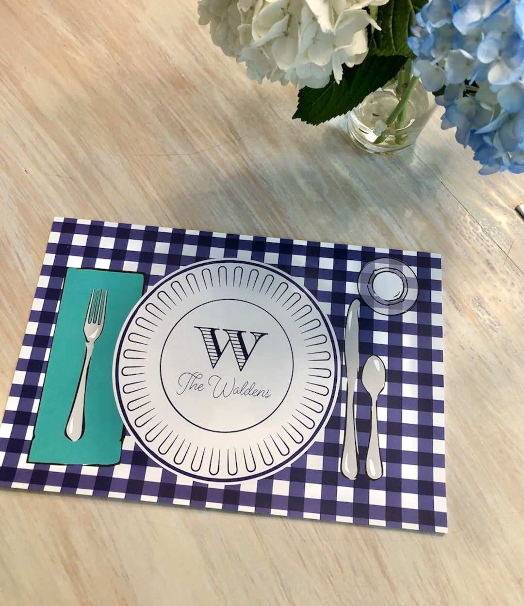 Personalized Placemat, Paper Placemat, Custom Placemats, Gingham Placemat, Birthday Party