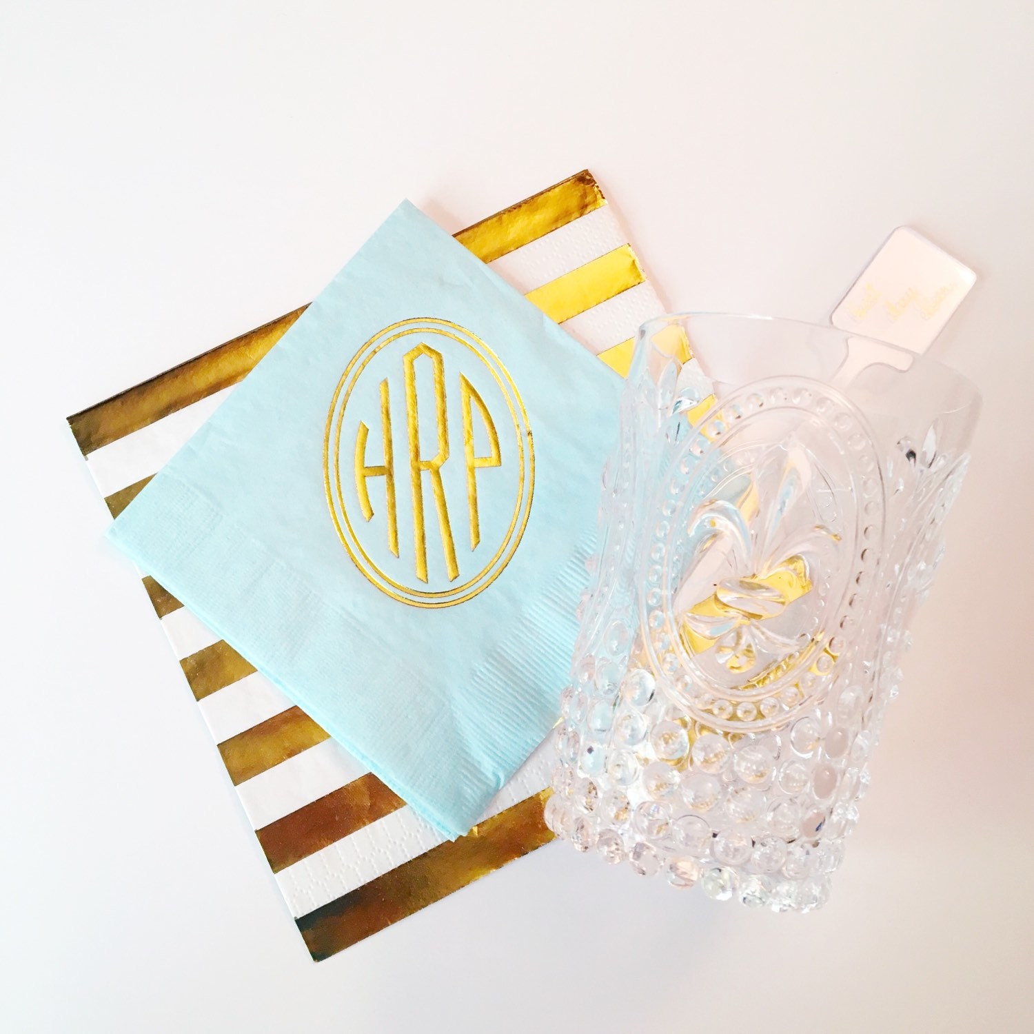 Monogrammed cocktail napkin, monogrammed napkins, foil stamped napkins