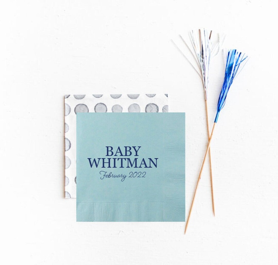 Baby Shower Napkins, Baby Boy Shower Napkins, Personalized Baby Shower
