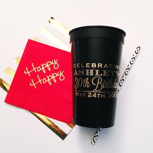 Custom party cups, Birthday cups, party cups, personalized plastic cups, birthday party favor, reusable stadium cups, personalized birthday bild 1