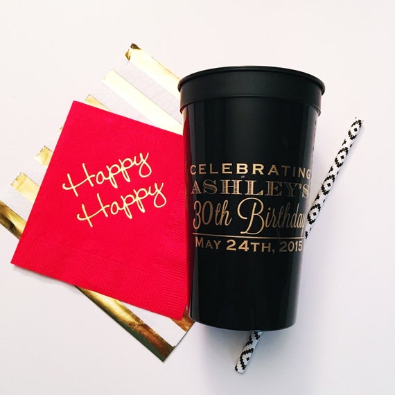 Custom party cups, Birthday cups, party cups, personalized plastic cups, birthday party favor, reusable stadium cups, personalized birthday