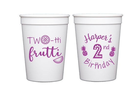 Two-tti frutti birthday cups, Fruit birthday cups, Fruit second birthday, Fruit party decor, Fruit birthday decor, Fruit party favor