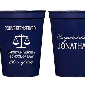 Law school graduation cups, You've been served, Grad cups, Class of 2026, grad party favor, Juris doctor, Personalized cups image 1