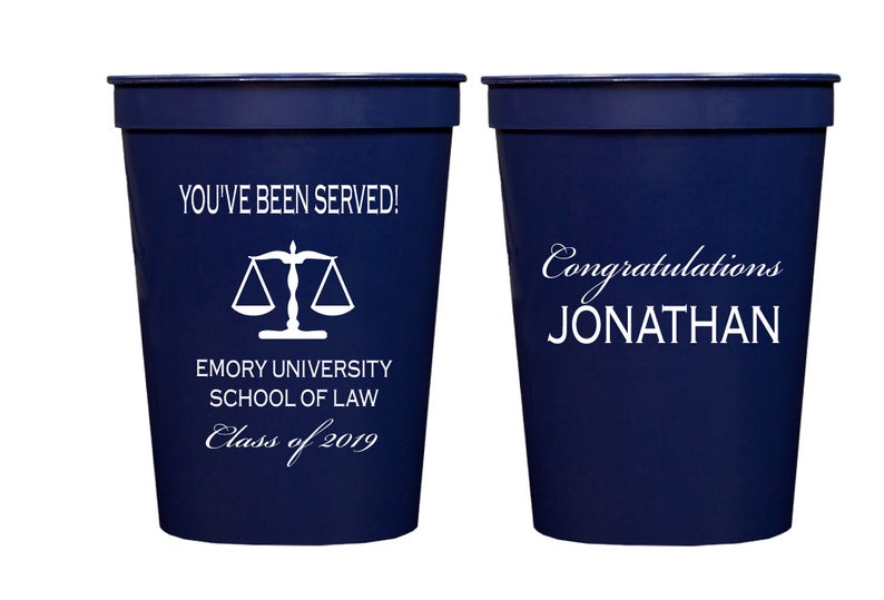Law school graduation cups, You've been served, Grad cups, Class of 2026, grad party favor, Juris doctor, Personalized cups image 1