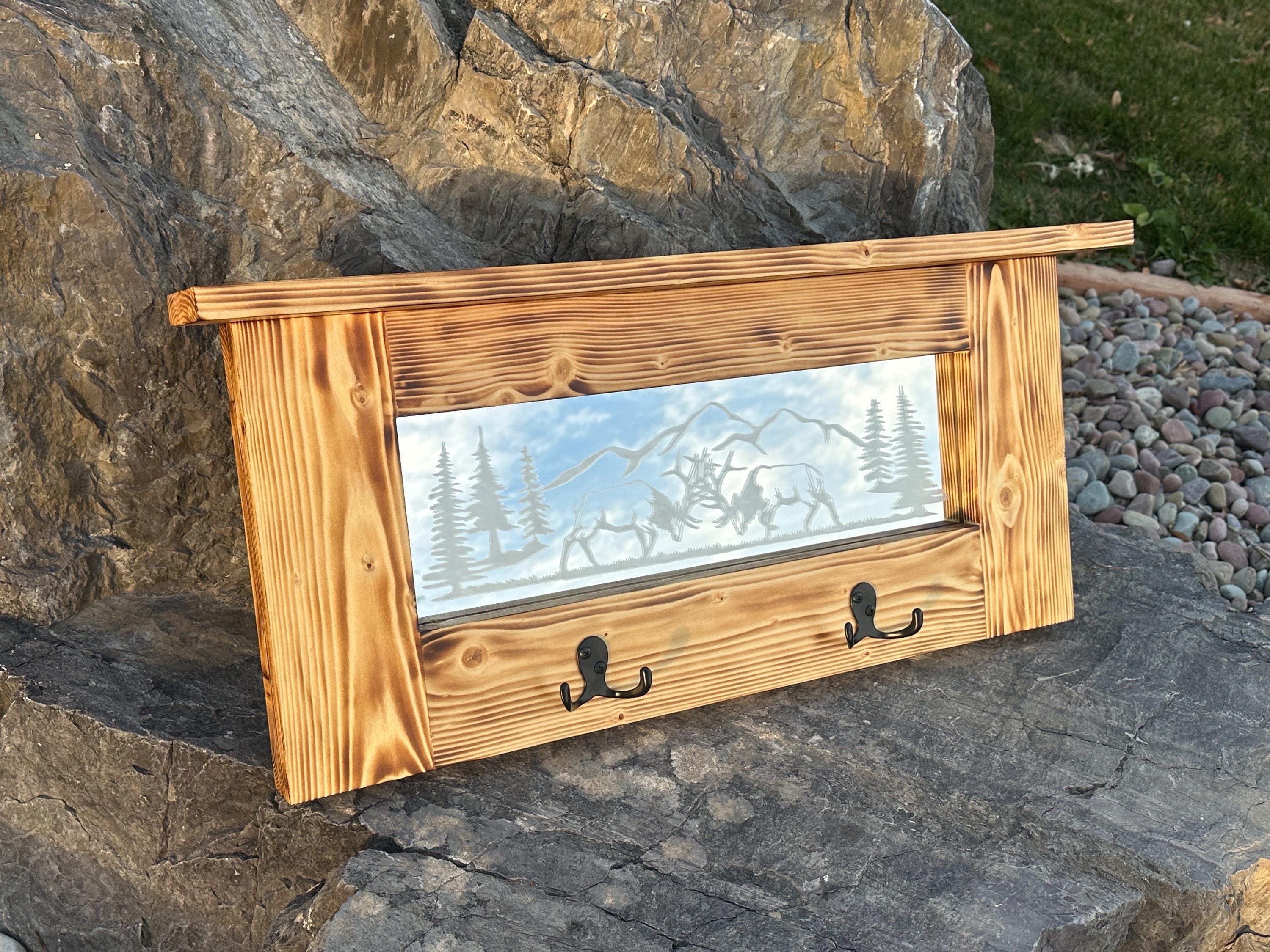 Etched Rack Fighting Elk Etched Mirror Coat/hat Rack - Etsy