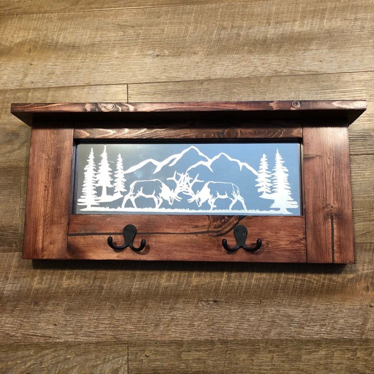 Etched Rack Fighting Elk Etched Mirror Coat/hat Rack - Etsy