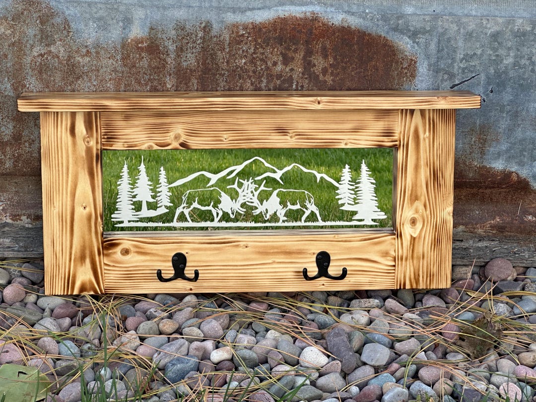 Etched Rack Fighting Elk Etched Mirror Coat/hat Rack - Etsy