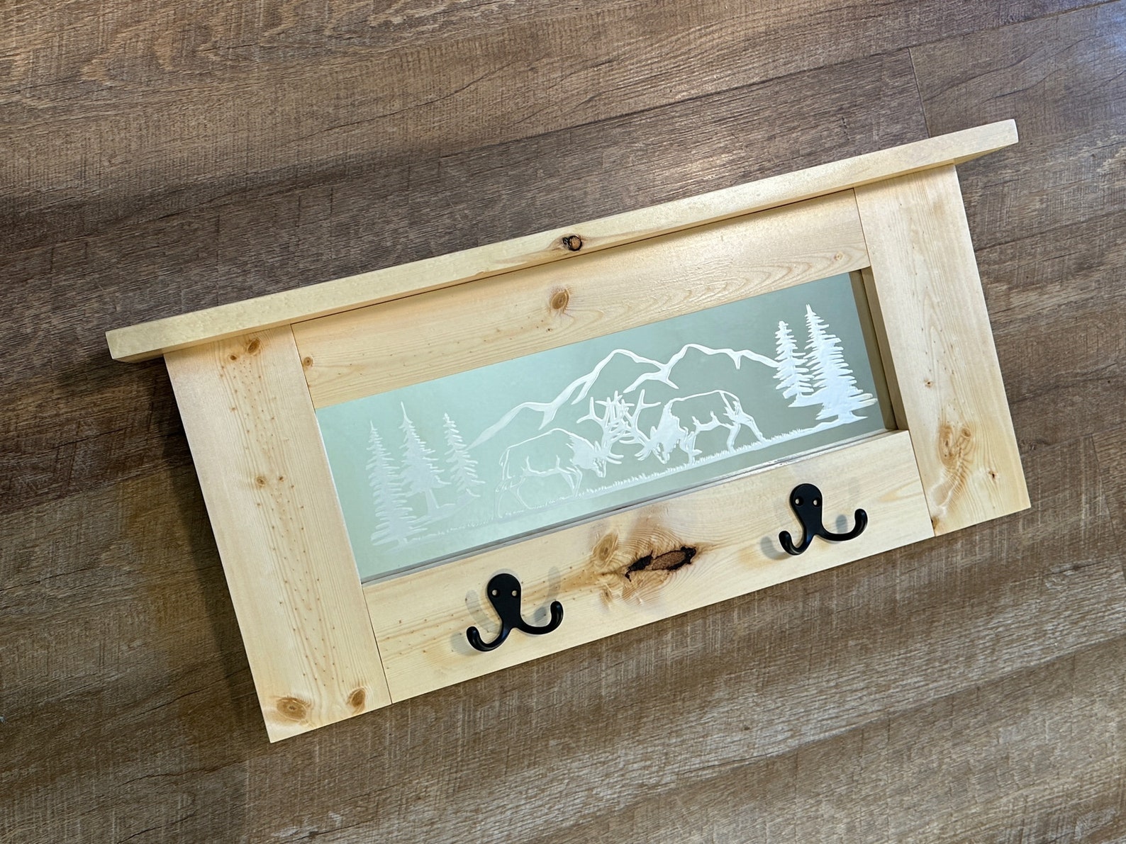 Etched Rack Fighting Elk Etched Mirror Coat/hat Rack - Etsy