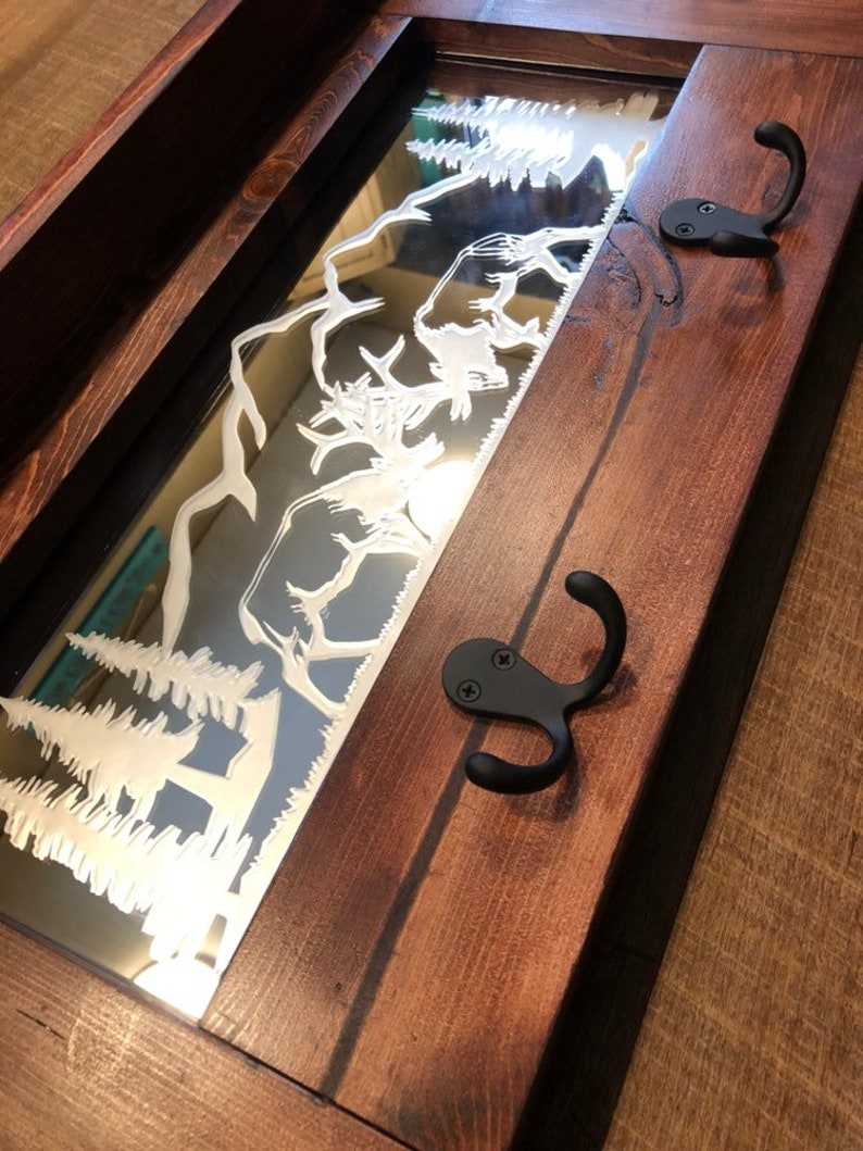 Etched Rack Fighting Elk Etched Mirror Coat/hat Rack - Etsy