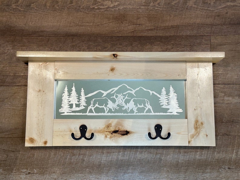 Etched Rack Fighting Elk Etched Mirror Coat/hat Rack - Etsy