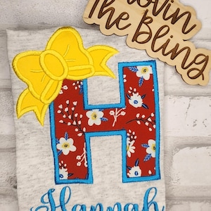 Embroidered Floral Monogram Kids Shirt: Personalized Applique