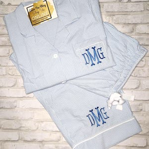 Monogrammed Seersucker Pajama Set: Women&#39;s Lounge Pants