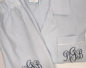 Monogrammed Seersucker Pajama Shorts Set: Bridal Party Gift