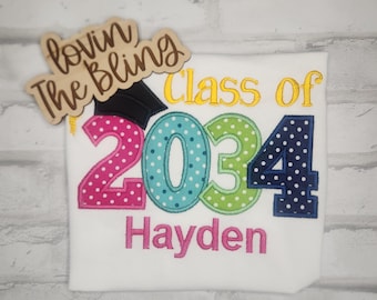 Embroidered Kids Graduation Shirt: Class of 2030-2037, Personalized
