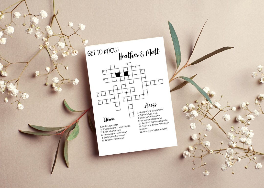 Printable Wedding Crossword Table Games Crossword Puzzle - Etsy