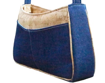 Custom, Design Your Own, Denim Shoulder Bag, Recessed Zipper, Front Pockets, Mulberry Hill Design