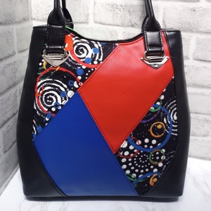 Red Blue Green Yellow Black Color Block Large Shoulder Bag