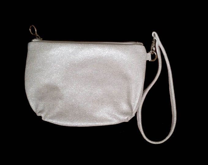 Silver, Glitter Leather, Clutch, Wristlet, Evening Bag, Formal, Prom, Bridal, Wedding, Purse, Ready to Ship, Mulberry Hill Design