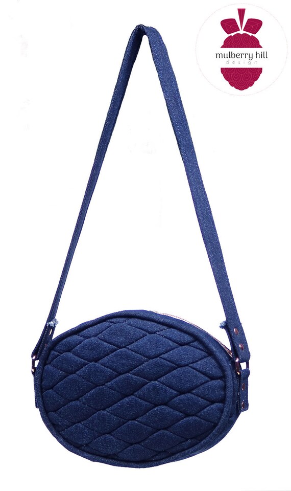 Denim Shoulder Bag Blue Denim Quilted Crossbody Bag Copper
