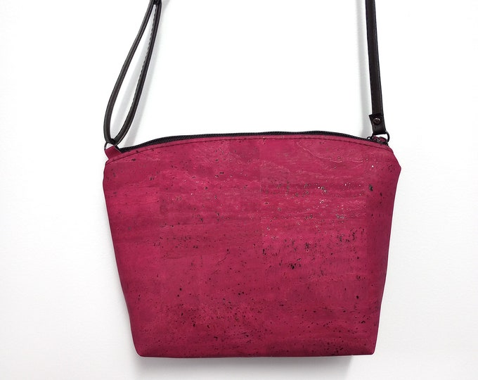 Burgundy Wine Cork Lulu Crossbody with Adjustable Strap