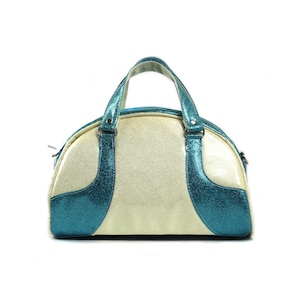 Retro Style Bowler Bag, Glitter Vinyl, Turquoise, Black, Pink, Purple, Red White