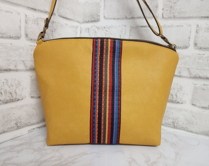 Golden Mustard Lulu Crossbody Bag with Ribbon Accent - Ready to Ship