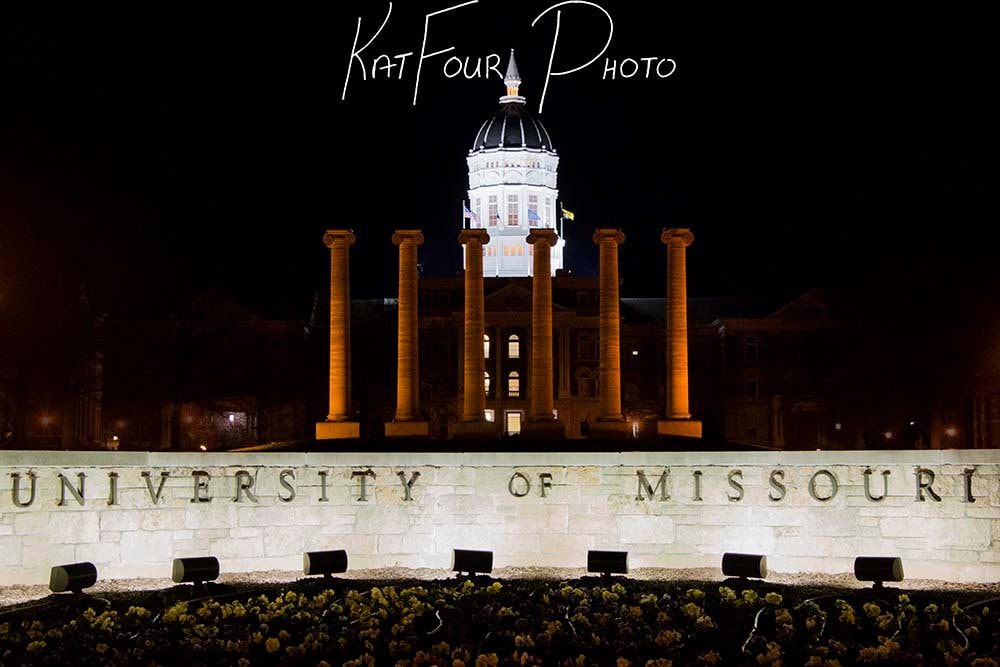 Mizzou Columns and Jesse Hall at Night Architectural Photo of Etsy