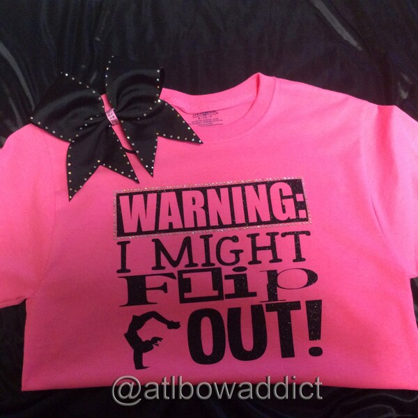 Cheer Shirt & Bow - Warning I might flip out! Size Adult Small