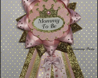 Princess Mommy To Be Corsage Pink and Gold Mommy To Be Corsage Pink and Gold Baby Shower Pink Baby Shower Corsage