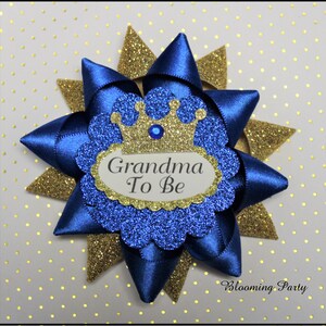 Prince Grandma To Be Corsage Royal Blue and Gold Grandma To Be Corsage Blue and Gold Baby Shower Boy Baby Shower Corsage Royal Mommy To Be