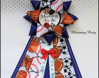 All Sports  Mommy To Be Corsage All Sports Baby Shower Corsage Sports Theme Mommy Corsage All Star Corsage Pin All Star Baby Shower Corsage