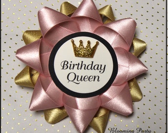 Pink and Gold Birthday Queen Corsage Gold and Pink Birthday Corsage Pink and Gold Birthday Pin
