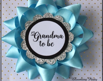 Blue Grandma To Be Corsage Grandma To Be Pin Boy Baby Shower Blue Mommy To Be Corsage Boy Baby Shower Corsage