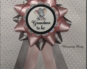 Pink Elephant Grandma To Be Corsage Pink and Silver Grandma To Be Corsage Pink and Gray Elephant Baby Shower Pink Baby Shower Corsage