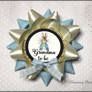 Blue Peter Rabbit Grandma To Be Corsage Peter Rabbit Baby Shower Corsage Peter Rabbit Party Pin Boy Peter Rabbit Pin