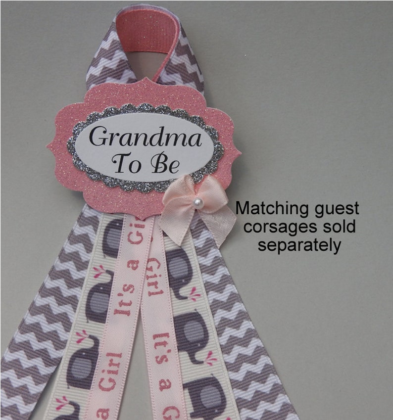 Pink Elephant Mommy To Be Corsage and Daddy To Be Corsage Elephant Baby Shower Corsage Pink and Gray Elephant Mommy To Be Corsage