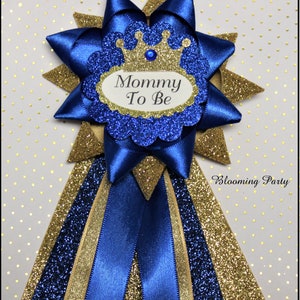 Prince Mommy To Be Corsage Royal Blue and Gold Mommy To Be Corsage Blue and Gold Baby Shower Boy Baby Shower Corsage Prince Mommy To Be
