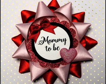 Valentines Mommy To Be Corsage Valentines Day Baby Shower Red Pink Baby Shower Sweetheart Baby Shower Corsage Pink and Red Mommy To Be Pin