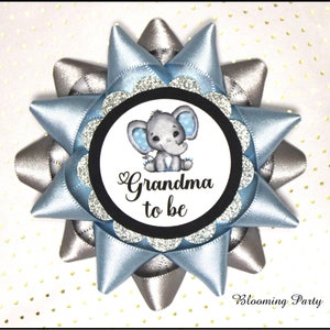 Blue Elephant Grandma To Be Corsage Blue and Silver Grandma To Be Corsage Blue and Gray Elephant Baby Shower Boy Baby Shower Corsage