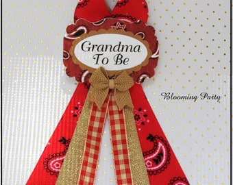 Western Grandma To Be Corsage Western Grandma Badge Western Baby Shower Badge Cowboy Baby Shower Pin Western Guest Badge