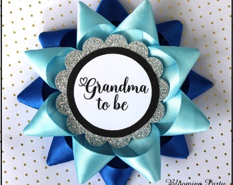 Blue Grandma To Be Corsage Light Blue and Royal Blue Grandma To Be Pin Boy Baby Shower Blue Mommy To Be Corsage Boy Baby Shower Corsage