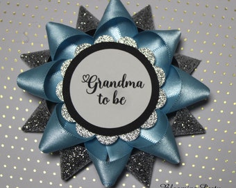 Blue and Silver Grandma To Be Corsage Blue And Silver Baby Shower Corsage Silver and Blue Mommy To Be Corsage Blue and Silver Shower Pin