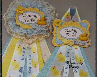 Boy Rubber Duck Mommy To Be and Daddy To Be Rubber Duck Badge Rubber Duck Baby Shower