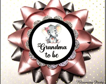 Pink Elephant Grandma To Be Corsage Pink and Silver Grandma To Be Corsage Pink and Gray Elephant Baby Shower Pink Baby Shower Corsage