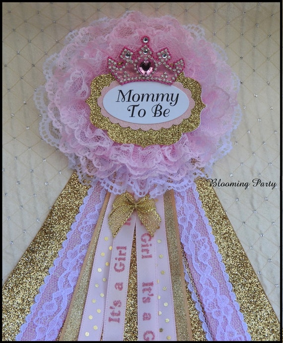 Princess Mommy to Be Corsage Pink and Gold Princess Baby | Etsy
