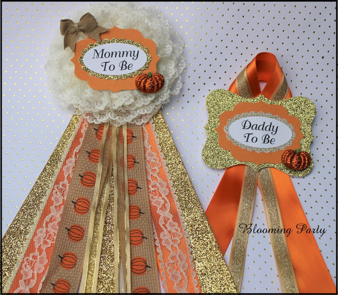 Little Pumpkin Mommy to Be Corsage and Daddy to Be Badge - Etsy