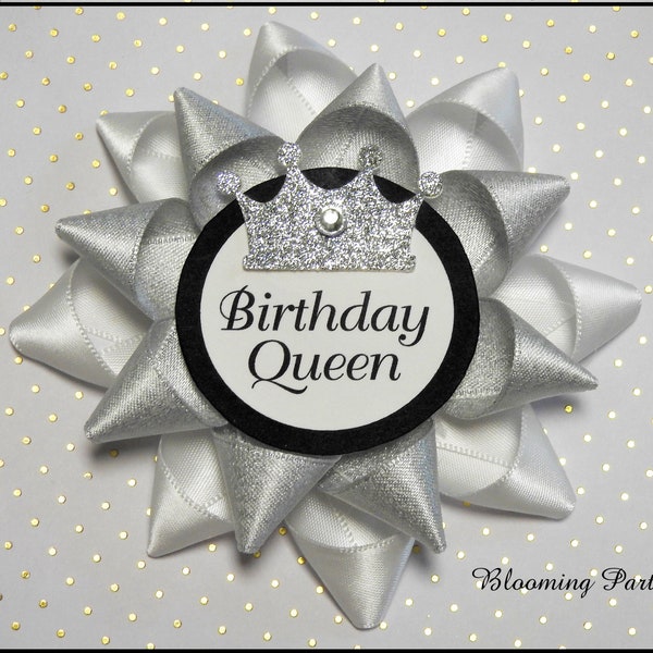 White and Silver Birthday Queen Corsage Silver Birthday Corsage Birthday Pin